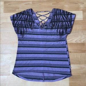 Daytrip purple and black v-neck top.